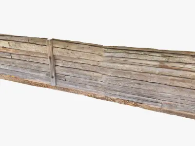 Log Wall Low-poly 3D model