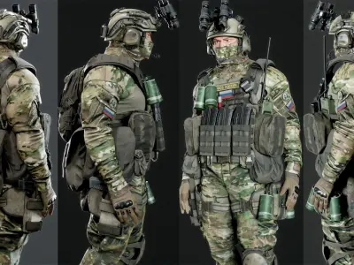 MODULAR RUSSION-SOLDIER PACK Low-poly 3D model