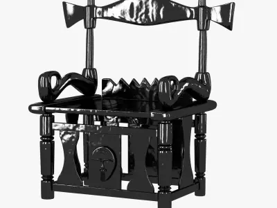 African ethnic historic black wood chair 3D model