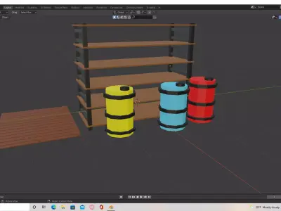 Industrial shelf Low-poly 3D model