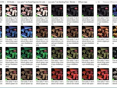 Low-poly T-rex Standing Pose Printable 12 colors Low-poly 3D model