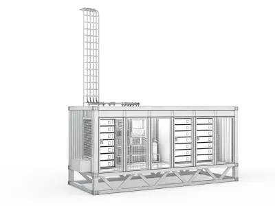 Portable Container Power House system Low-poly 3D model
