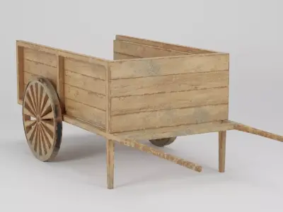 Wooden Cart 90x250x81 Low-poly 3D model