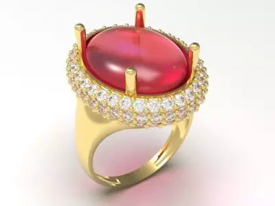 Elegant Oval Citrine Halo Ring 3D Print Model Free 3D print model