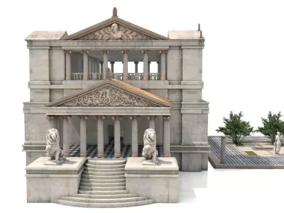 Modular Classical Building with Interiors Architecture PBR 3D model