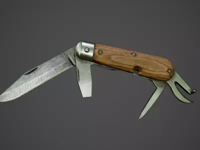 Swiss folding knife Low-poly 3D model