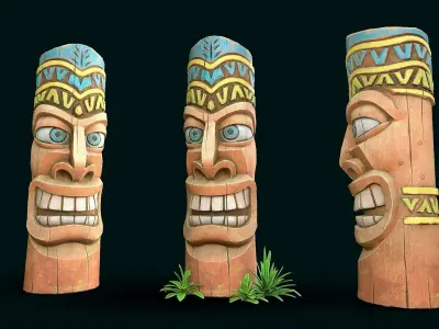 Stylized Wood Totem 2 Low-poly 3D model