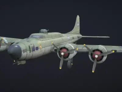 B-17 Hand-Painted Low-poly 3D model