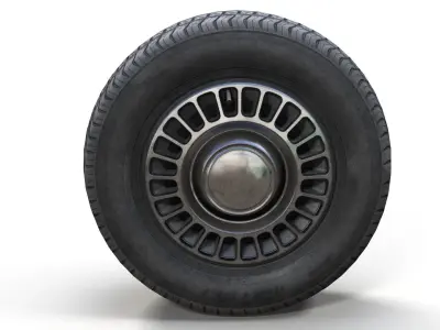 90s sedan wheel PBR Low-poly 3D model