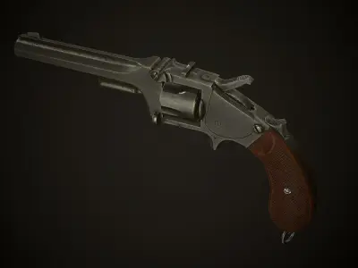 Revolver Saxon Reichsrevolver M1873 Low-poly 3D model