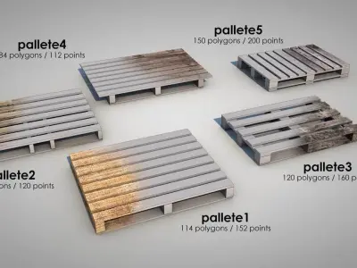Dirty Wooden Pallets Low-poly 3D model
