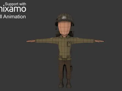 WW2 US Rifleman Low-poly 3D model