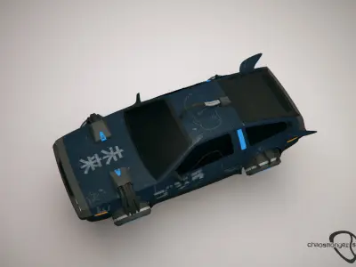 Cyberpunk Flying Car DeLorean Free 3D model
