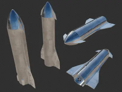 SpaceX SN9 - Starship prototype number 9 PBR Textures Low-poly 3D model