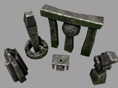 Ancient Alien Monolith Set Free low-poly 3D model