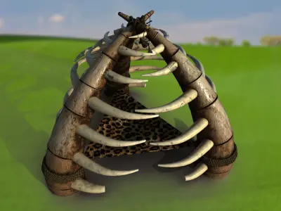 Ethnic idol from the bones of the gate PBR low-poly game ready Low-poly 3D model