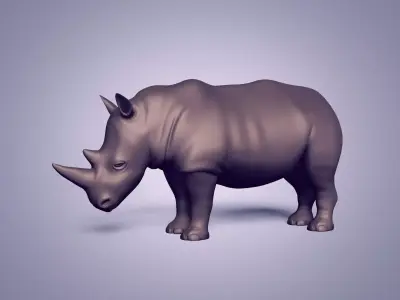 Rhinoceros Statue - Base Mesh Low-poly 3D model