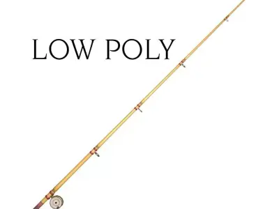 Old bamboo fishing rod Low-poly 3D model