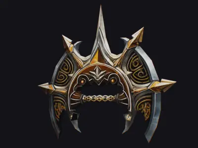 Cross Shuriken War Fan Cutting Asian Edged Weapon Low-poly 3D model