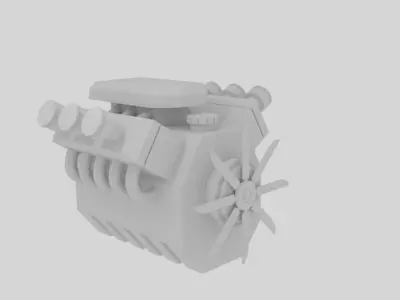 Cartoon Engine Hemi Low-poly 3D model