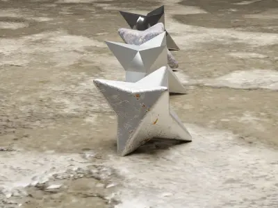 4 PC Caltrop Spikes Low-poly 3D model