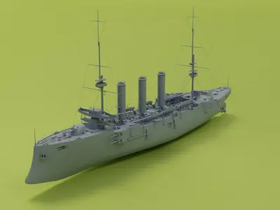 HMS Cornwall cruiser Low-poly 3D model