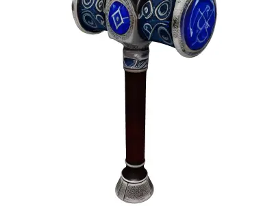 Fantasy Magic Hammer Blue Jewel 3D model