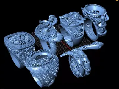 zbrush Ring collection 3D print model
