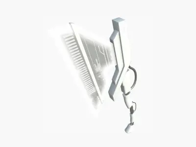 SciFi War Axe A06 Full White - Sci Fi Weapon Design Low-poly 3D model