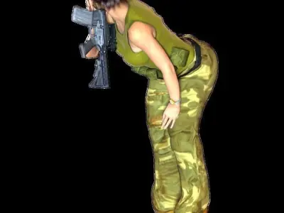 Army girl Low-poly 3D model