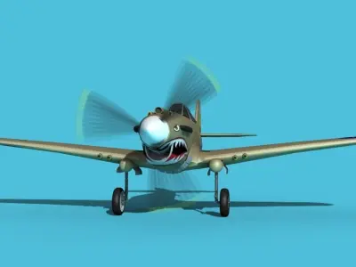 Curtiss P-40B Warhawk V10 USAAF 3D model