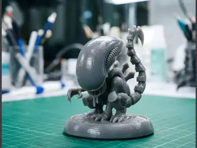  Chibi Cute and Deadly Xenomorph Presupported STL 3D print model