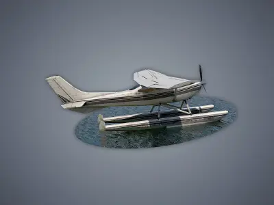 Cessna 182 Skylane Seaplane Low-poly 3D model