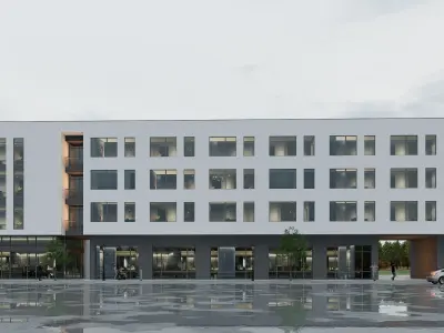 Apartment building realistic Low-poly 3D model