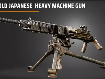 Old Japanese  Heavy Machine Gun 3D model