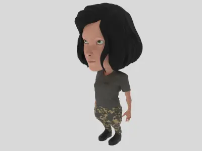 Cartoon Soldier Woman Low-poly 3D model