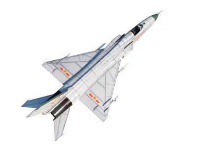 PBR PLAAF J-8II Fighter Shenyang J-8F Finback Low-poly 3D model