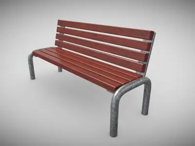 Ourdoor Bench Low-poly 3D model