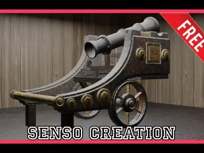 Cannon with different texture Free 3D model