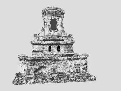 Stone fountain 19th century Low-poly 3D model