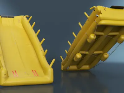Inflatable Emergency Plane Ramp Yellow 3D model