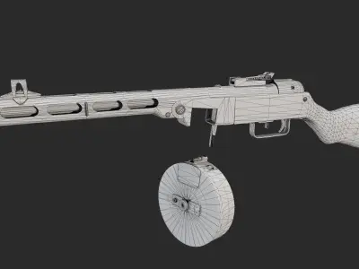 PPSH 41 Soviet 762 x 25 Submachinegun 3d model Low-poly 3D model
