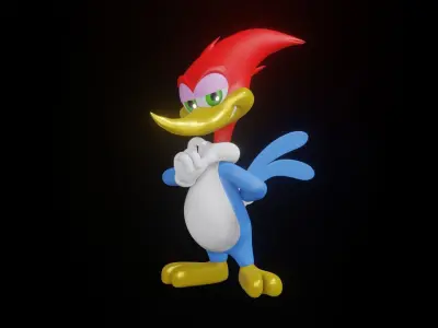 Woody Woodpecker Low-poly 3D model