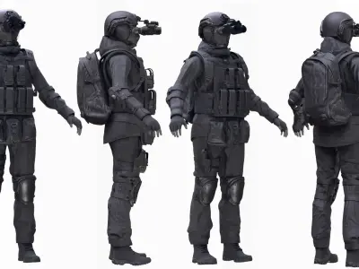 Female Military Outfit 4 Low-poly 3D model