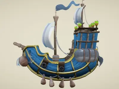 Flying Royal Ship Low-poly 3D model