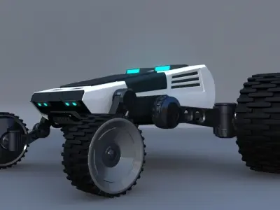 Rigged 4x4 Wheel Robot Drone Model 3D model