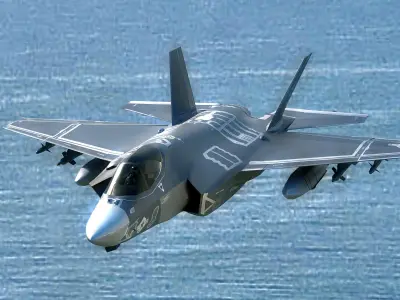 F35C Lightning II -Rigged - with high resolution cocpit Low-poly 3D model