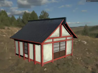 Medieval Asian House Low-poly 3D model