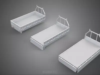 OPEN CLOSED TRUCK BACK 3 WAY WIDE DECK DROP SIDE LOAD BED PICKUP 3D model