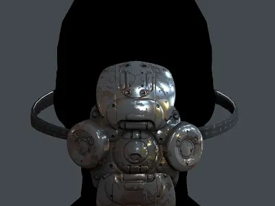 Gas mask helmet 3d model scifi Low-poly Low-poly 3D model